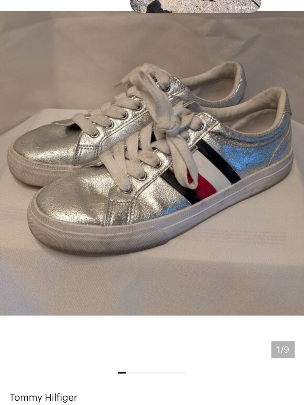Tommy Hilfiger Silver Sneakers with Striped Detail TWLIGHTZ3 Size 6.5 Medium